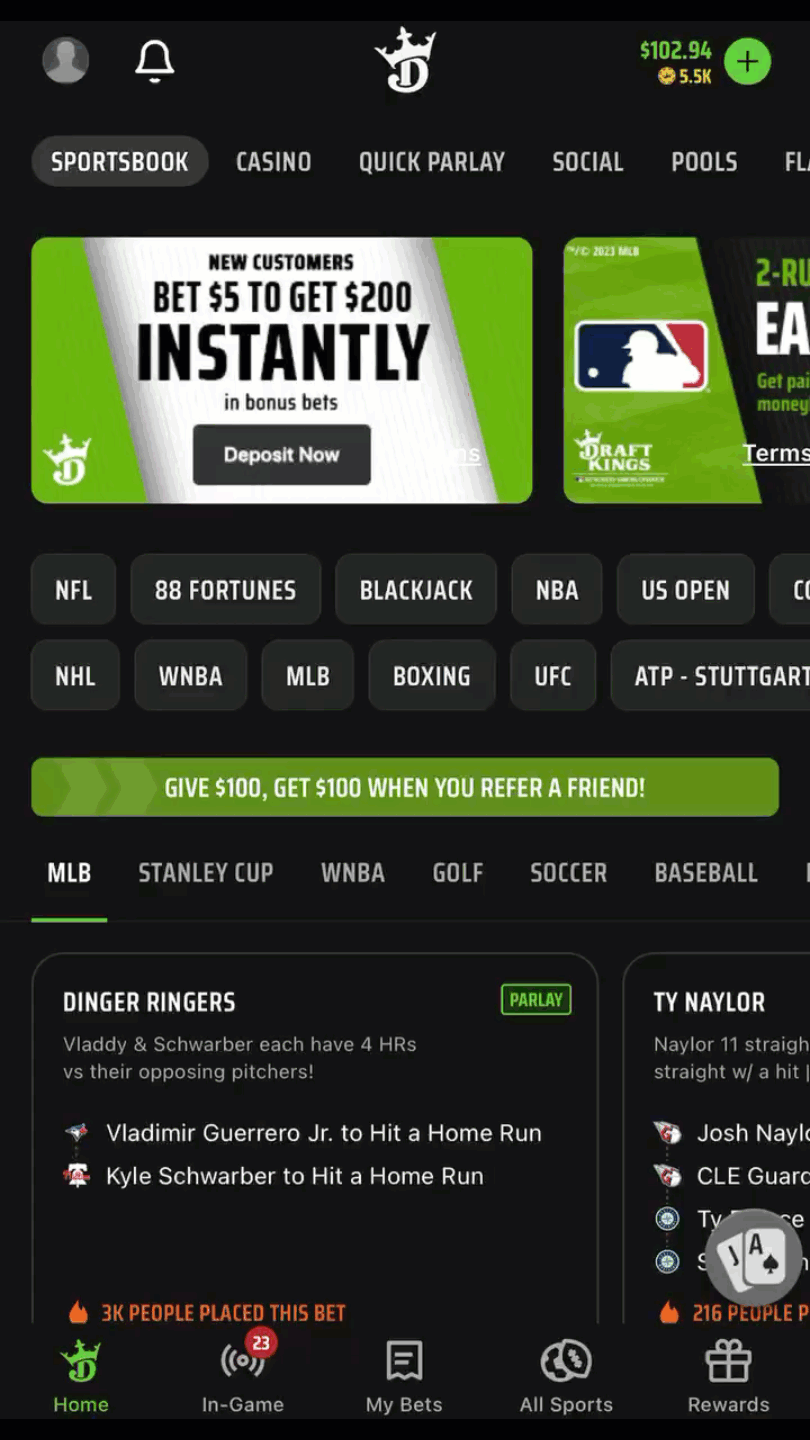 Step by step on how to convert DraftKings Crowns to Casino Credits in the DraftKings app