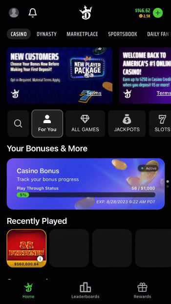How to opt in to a promotional offer and check your opt in via the DraftKings app with the bell icon