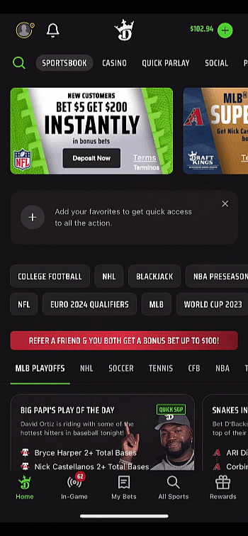 Walkthrough of how to to find the Terms of Use via the DraftKings Sportsbook App