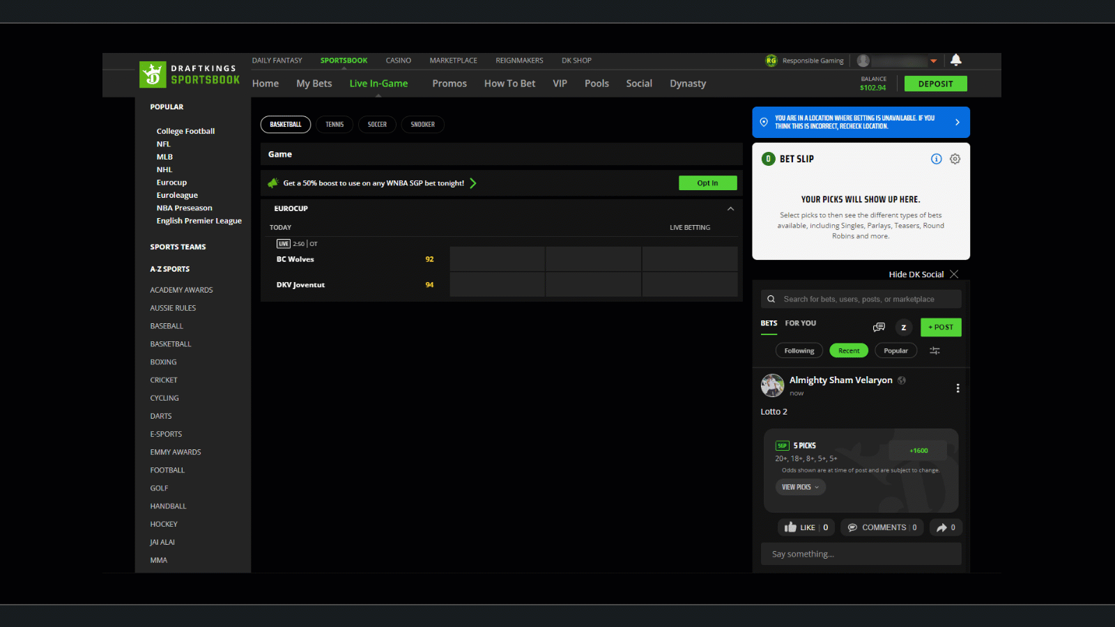 Visual walkthrough of how to close your DraftKings account via the DraftKings website