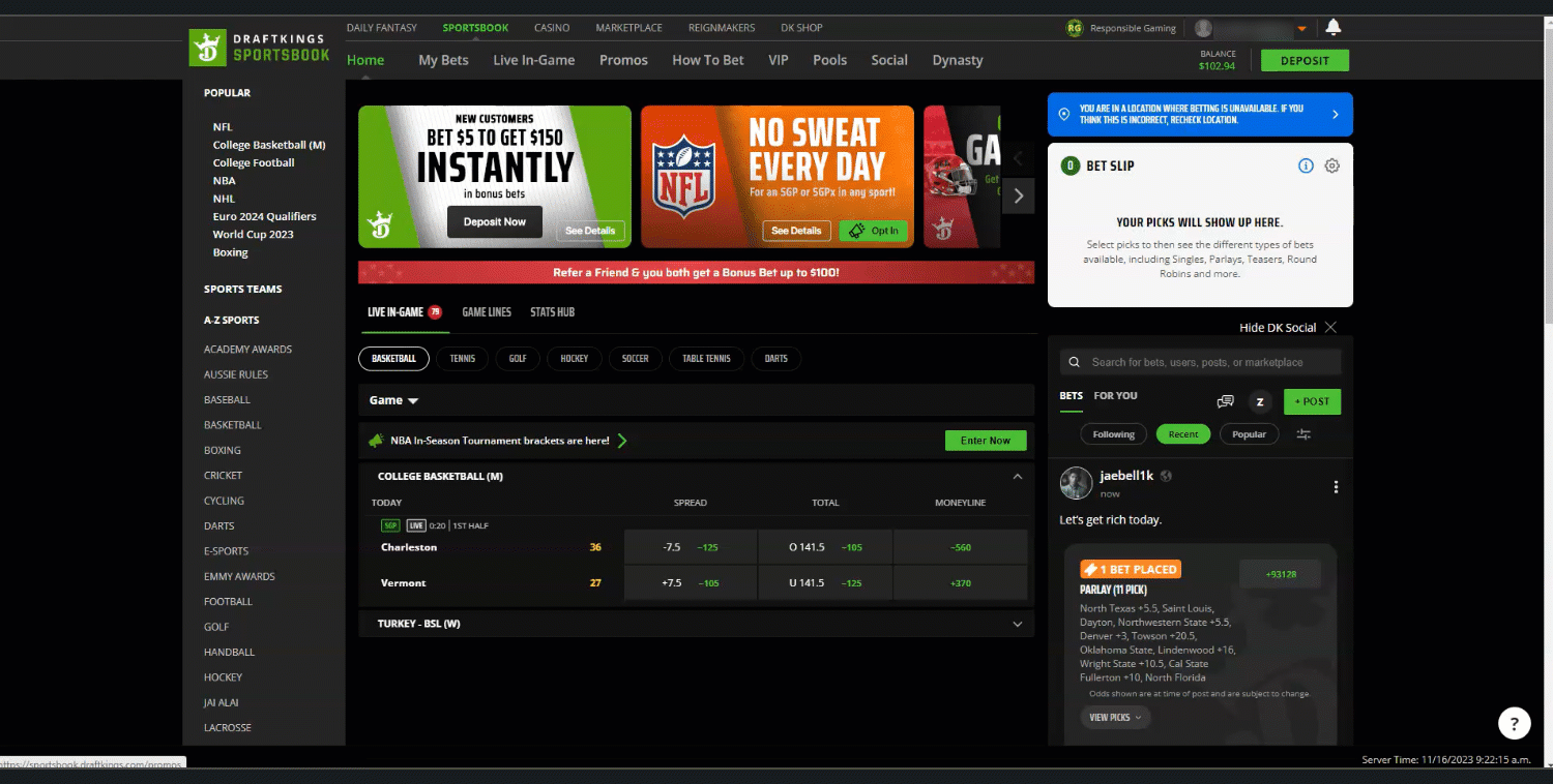 A visual walkthrough of how to reset your password on the DraftKings website while signed in
