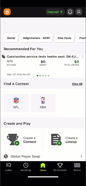 A visual walkthrough on how to change your email in the DraftKings App within the app settings