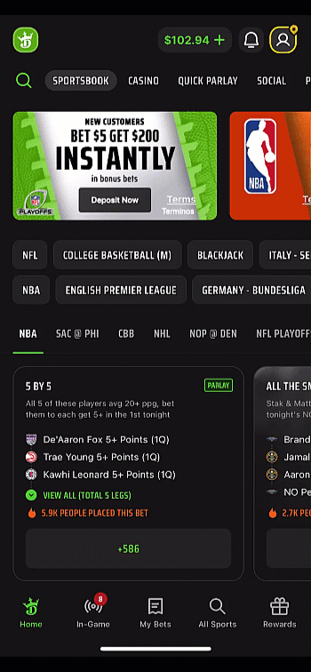 A visual walkthrough on how to find the Help Center in the DraftKings app